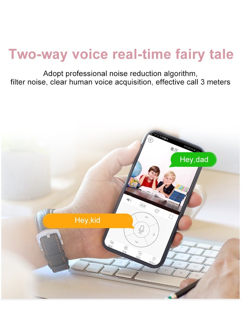 Baby Monitor 1080P Toddler Infant Portable Security Camera, Smart Control Wifi Remote Access Night View Webcam HD Video 360 Degree Rotation Digital Two-way Audio,32G Memory Family Use Home Safe(Strawberry Pink Teddy Bear)