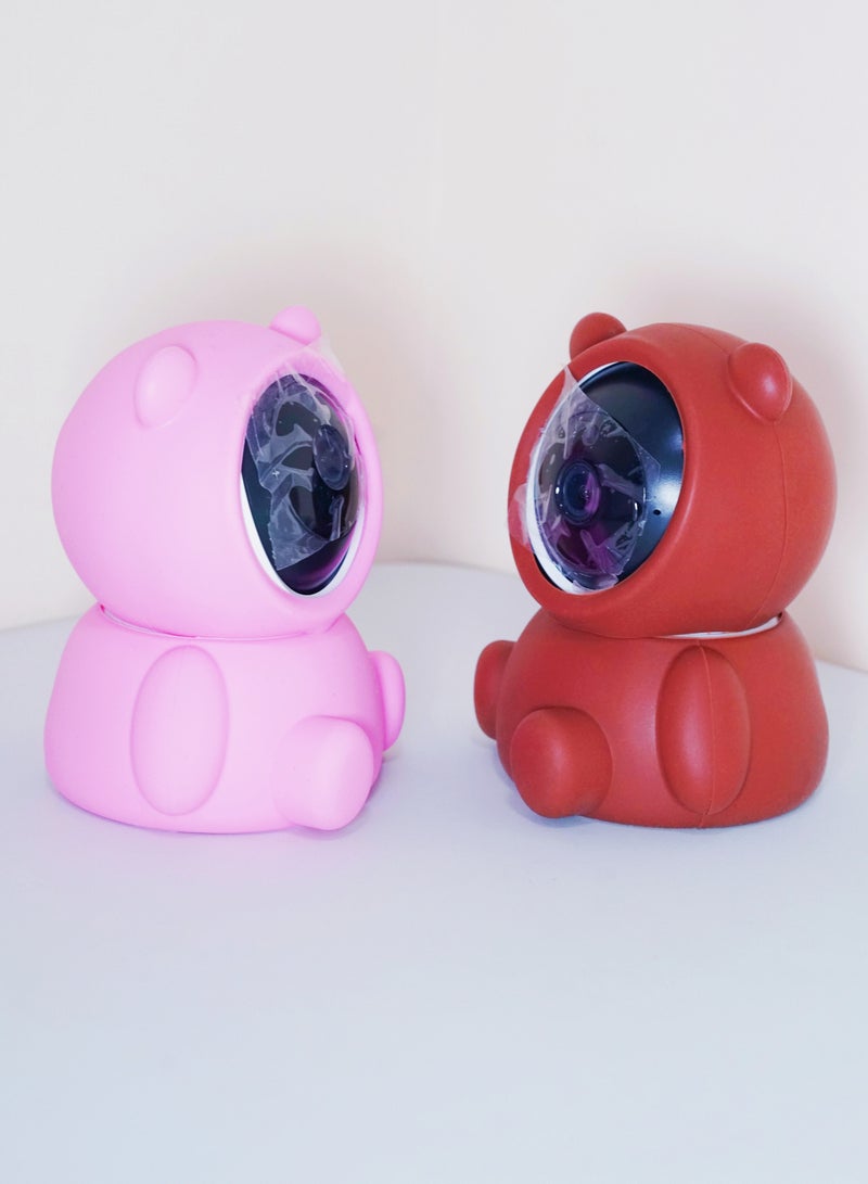Baby Monitor 1080P Toddler Infant Portable Security Camera, Smart Control Wifi Remote Access Night View Webcam HD Video 360 Degree Rotation Digital Two-way Audio,32G Memory Family Use Home Safe(Strawberry Pink Teddy Bear)