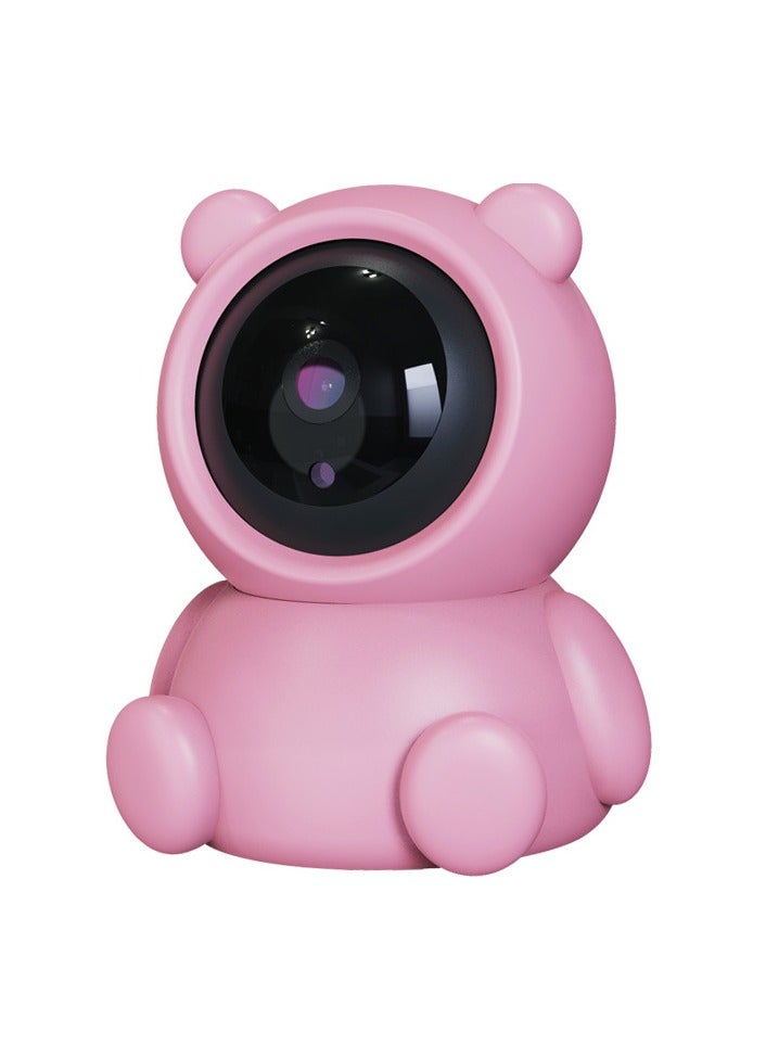 Baby Monitor 1080P Toddler Infant Portable Security Camera, Smart Control Wifi Remote Access Night View Webcam HD Video 360 Degree Rotation Digital Two-way Audio,32G Memory Family Use Home Safe(Strawberry Pink Teddy Bear)