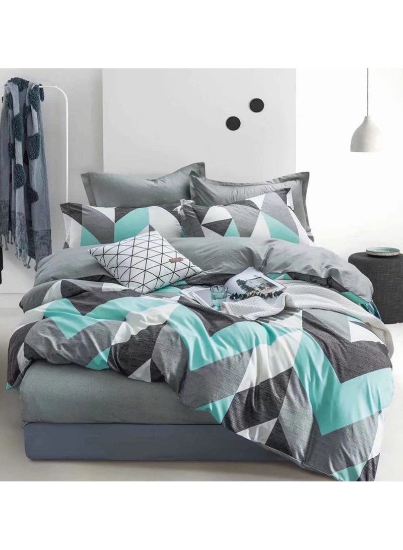 6 Piece King/Queen/Single size, striped pattern duvet cover set. set includes 1 Comforter Cover, 1 Fitted Bedsheet, 4 Pillowcases