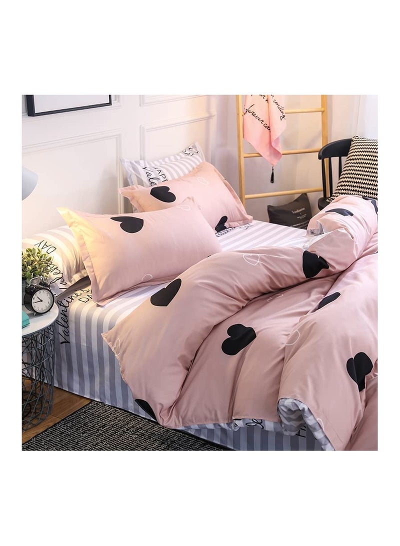 6 Piece King/Queen/Single size, striped pattern duvet cover set. set includes 1 Comforter Cover, 1 Fitted Bedsheet, 4 Pillowcases