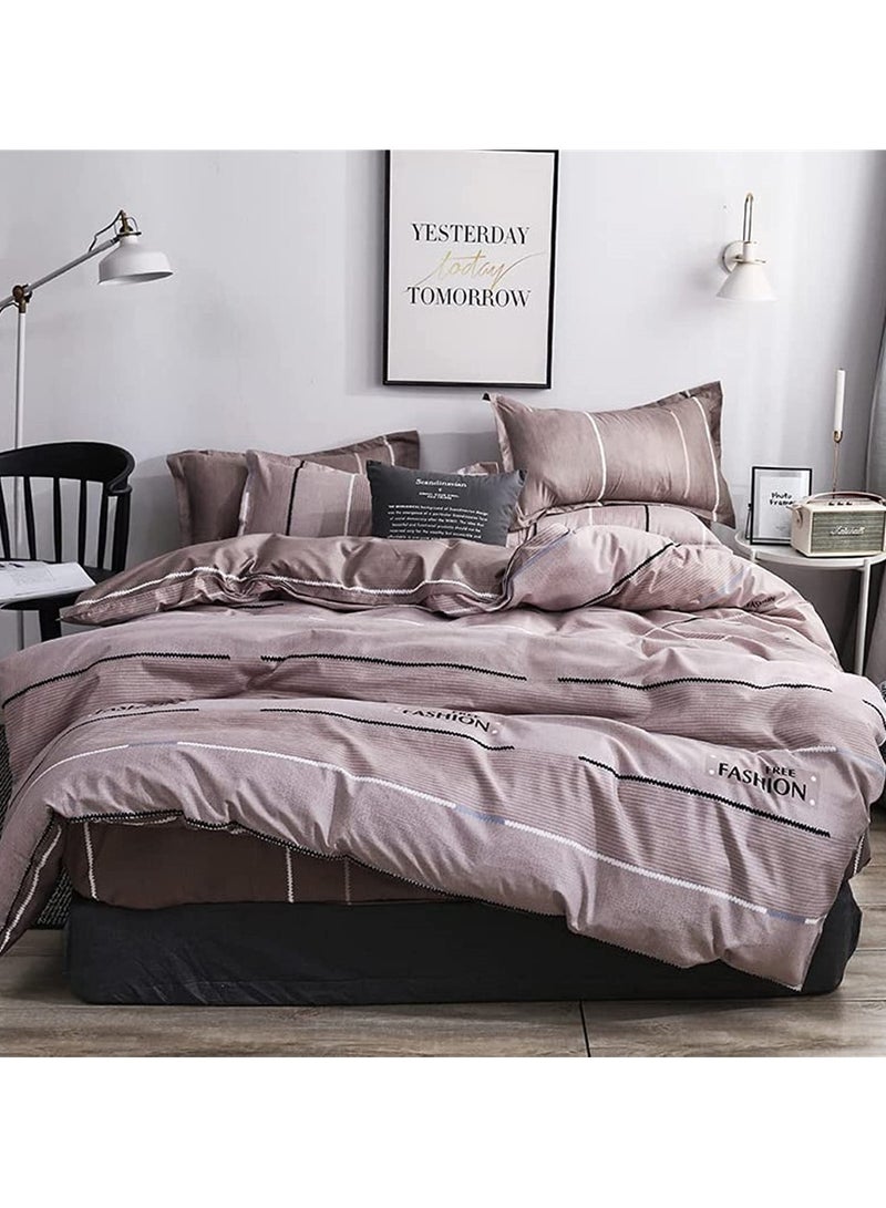 6 Piece King/Queen/Single size, striped pattern duvet cover set. set includes 1 Comforter Cover, 1 Fitted Bedsheet, 4 Pillowcases
