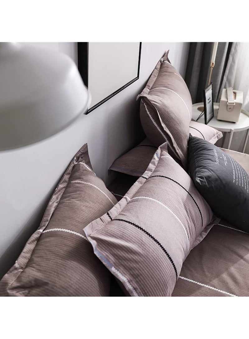 6 Piece King/Queen/Single size, striped pattern duvet cover set. set includes 1 Comforter Cover, 1 Fitted Bedsheet, 4 Pillowcases