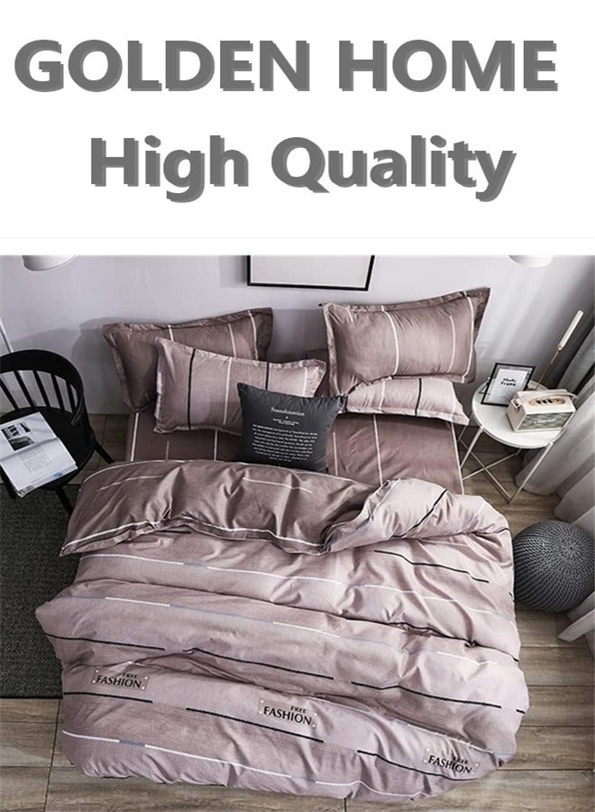 6 Piece King/Queen/Single size, striped pattern duvet cover set. set includes 1 Comforter Cover, 1 Fitted Bedsheet, 4 Pillowcases
