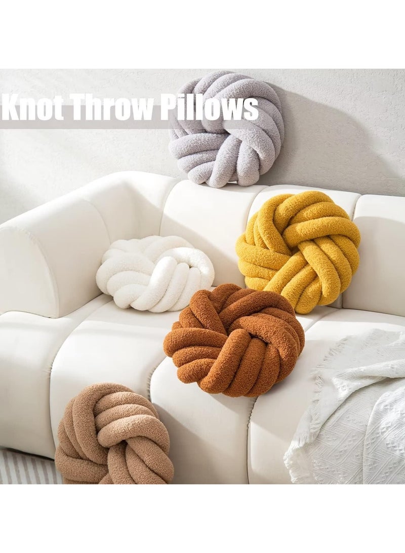 Decorative Throw Pillows Round Pillows Cushion, Soft Handmade Knotted Ball Cushion (35*35cm)