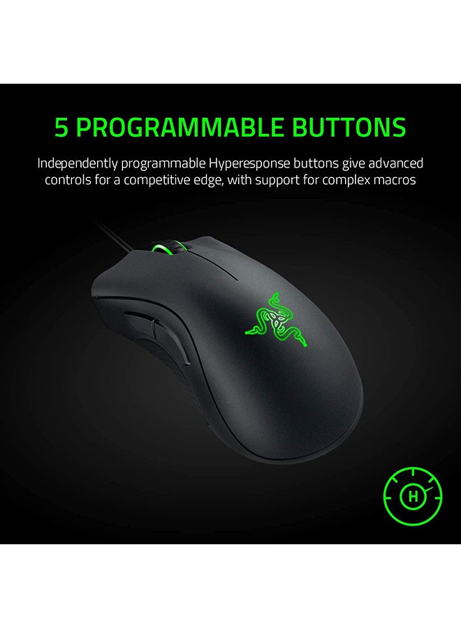 DeathAdder Essential Gaming Mouse: 6400 DPI Optical Sensor - 5 Programmable Buttons - Mechanical Switches - Rubber Side Grips - Classic Black