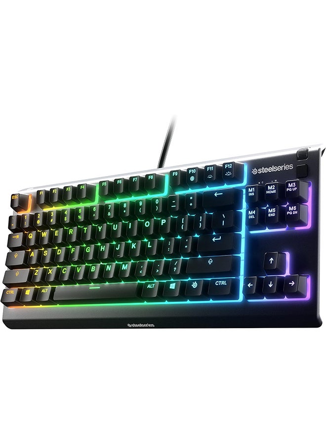 SteelSeries Apex 3 TKL - RGB Gaming Keyboard - Tenkeyless Compact Esports Form Factor - 8-Zone RGB Illumination - IP32 Water & Dust Resistant - American QWERTY Layout, Black
