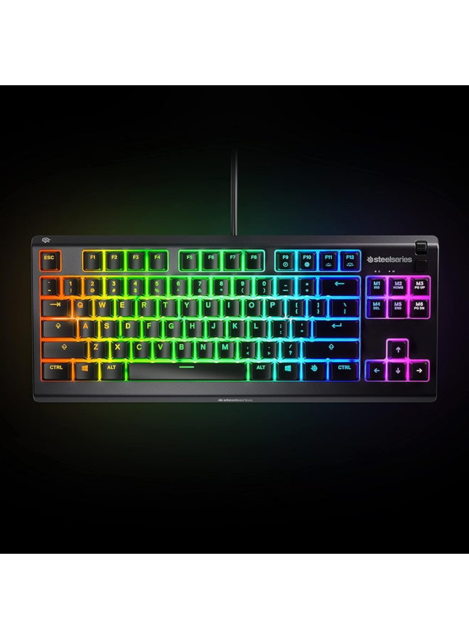 SteelSeries Apex 3 TKL - RGB Gaming Keyboard - Tenkeyless Compact Esports Form Factor - 8-Zone RGB Illumination - IP32 Water & Dust Resistant - American QWERTY Layout, Black