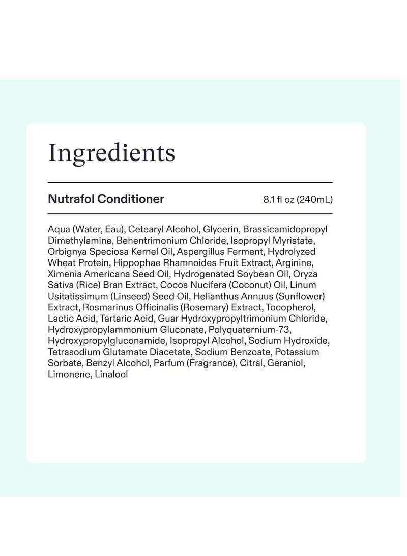 Nutrafol Conditioner, Physician-formulated for Thinning Hair, Moisturizing, Strengthening and Color Safe, Lightweight Protection - 8.1 Fl Oz Bottle