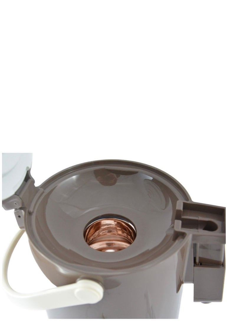 Tea & Coffee Vacuum Flask With Pump, Insulated Double Wall Glass, 3 Litre Capacity, Brown