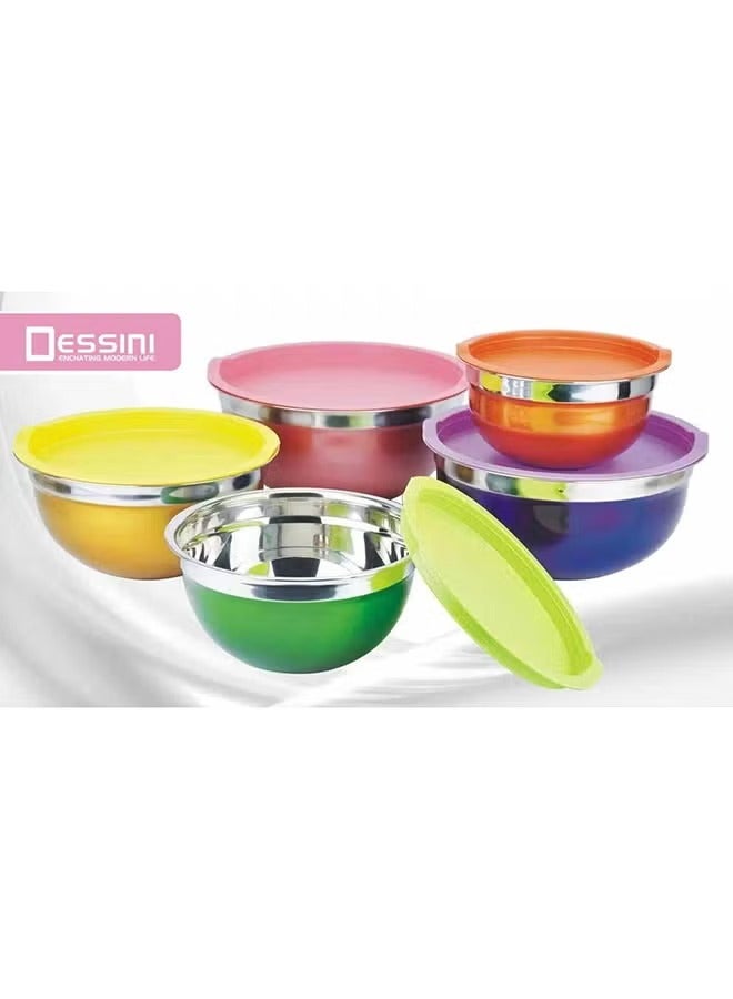 Dessini 5-Piece Salad Bowl With Cover Multicolor