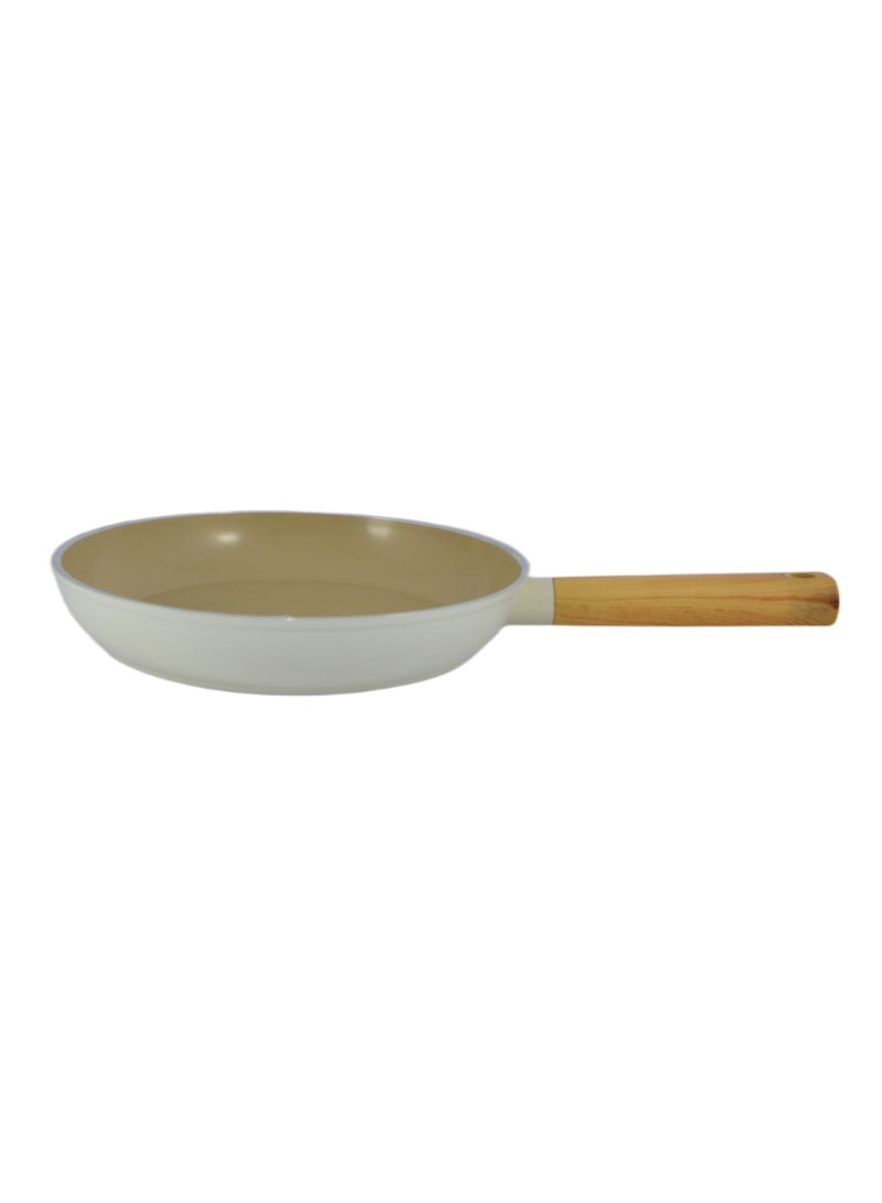 Swiss Crystal High Quality Ceramic Coating Non-Stick Frypan - 26cm - Natural Wood Handle - Beige