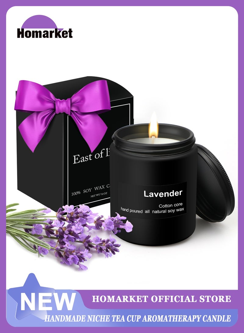 Lavender Scented Candles Gift for Women and Men - Aromatherapy Candle with Crystals Inside, 7oz 100% Natural Soy Wax Candles for Home Scented 50H Burn, Candle Gift for Mothers Day Birthday Anniversary