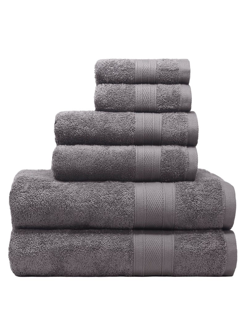 6-Piece Feather Touch Towel Set 500 GSM Charcoal
