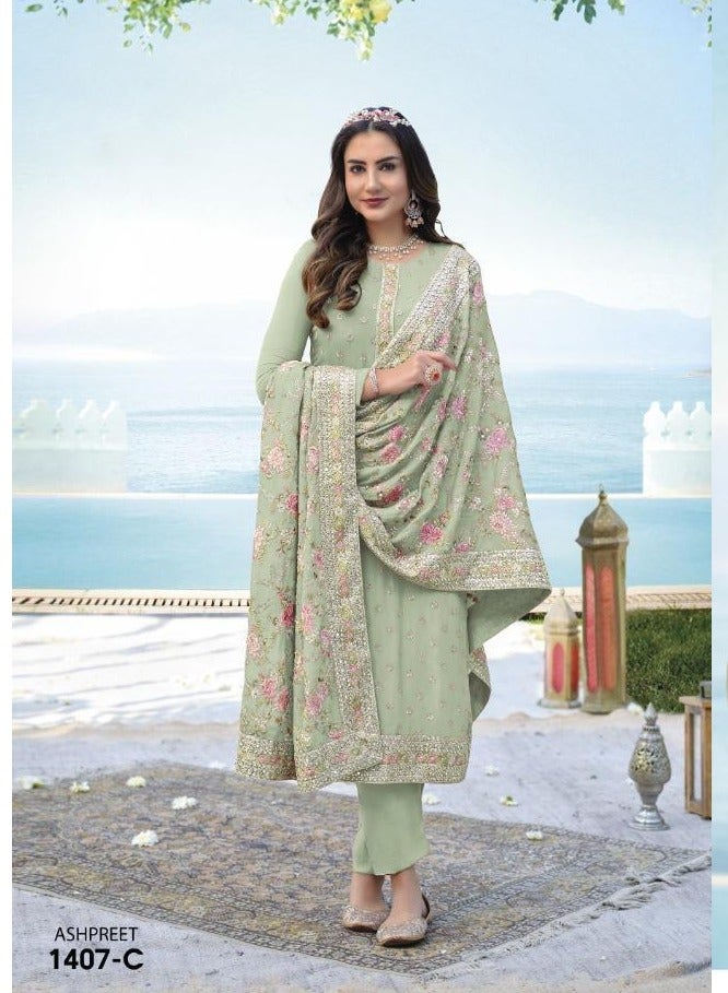 Designer Work Georgette Semi Stitched Pakistani Salwar Suit