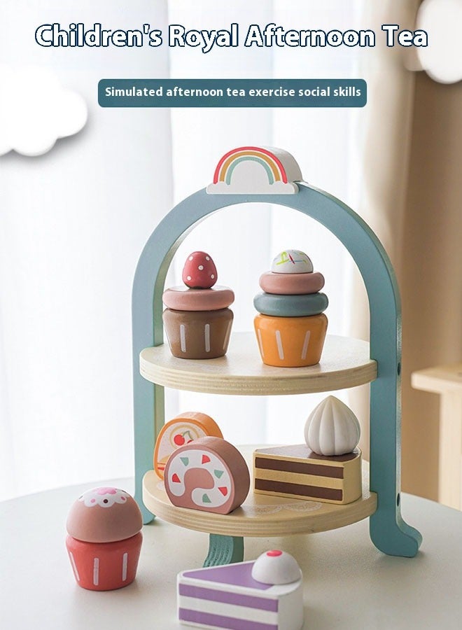Kids Dessert Cakes Kitchen Playsets Multicolour Wooden Toy Gifts for Boys Girls Toddlers