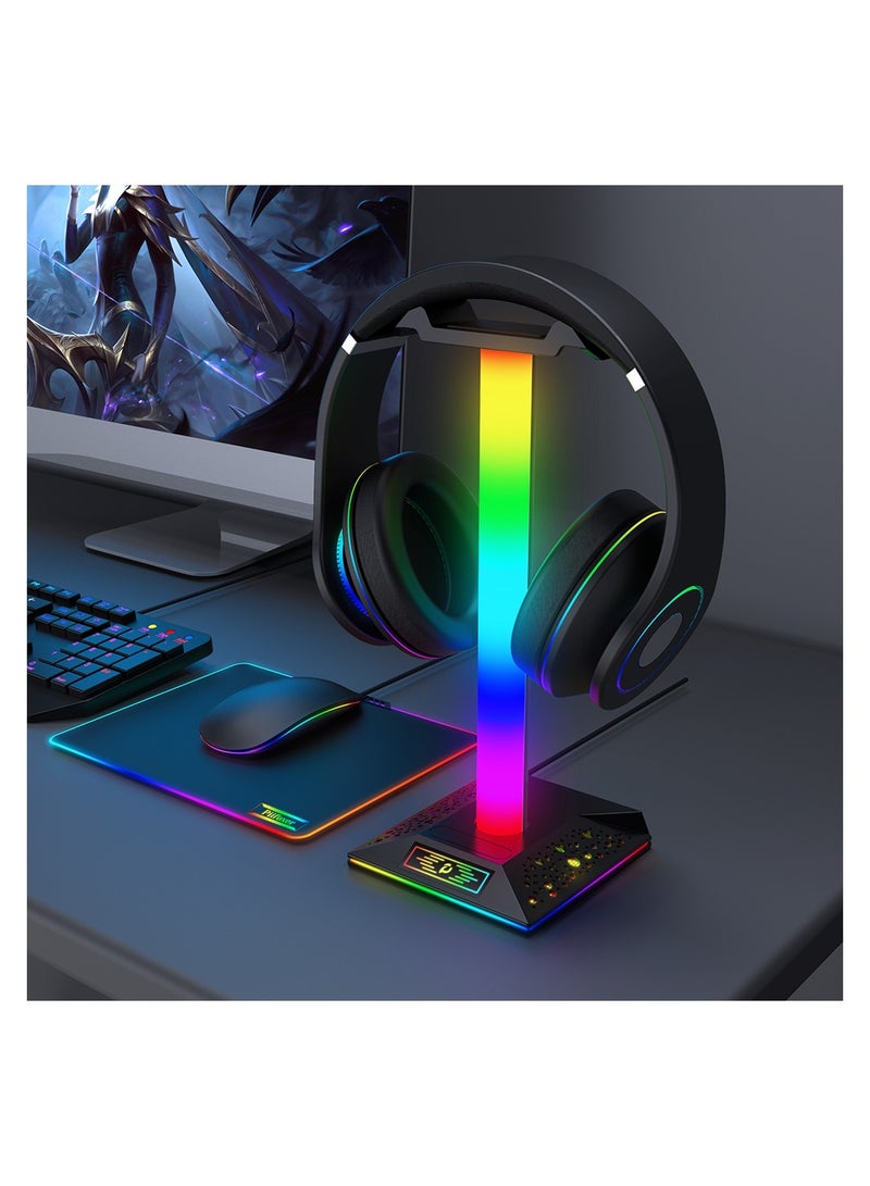 EB05 Gaming Headphone Stand Holder RGB Luminous with Dual USB2.0 Port Support Charging and Data Transmission Touch Control