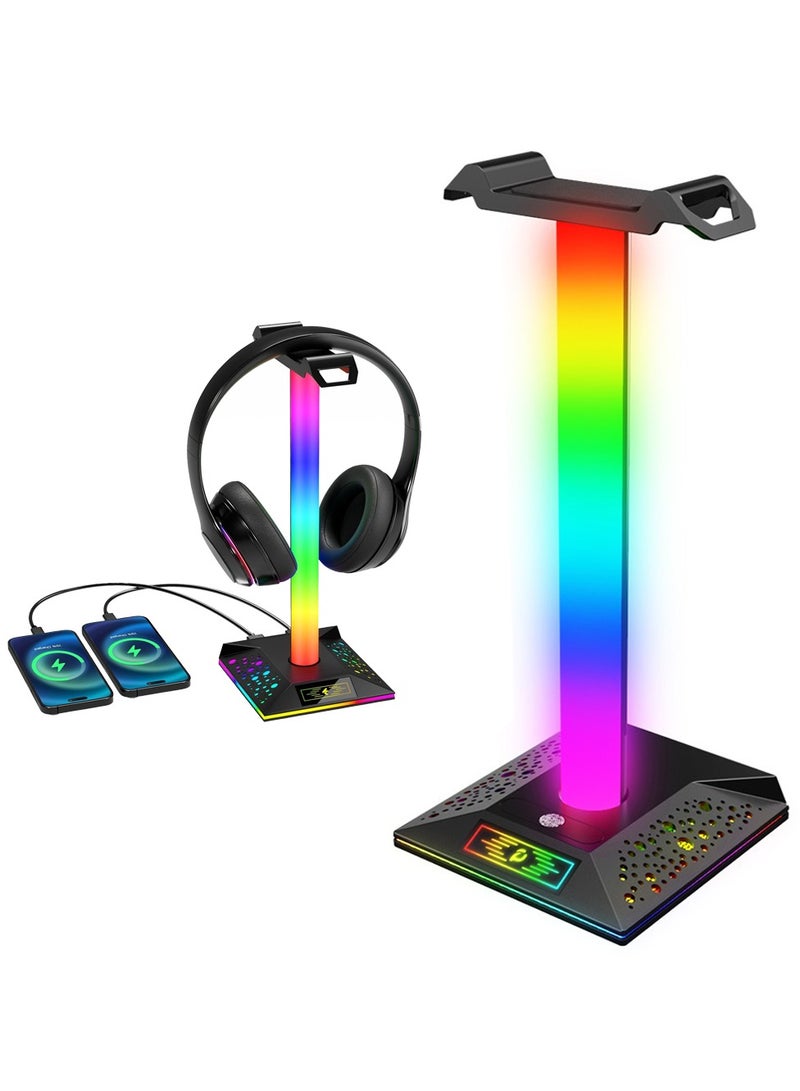 EB05 Gaming Headphone Stand Holder RGB Luminous with Dual USB2.0 Port Support Charging and Data Transmission Touch Control