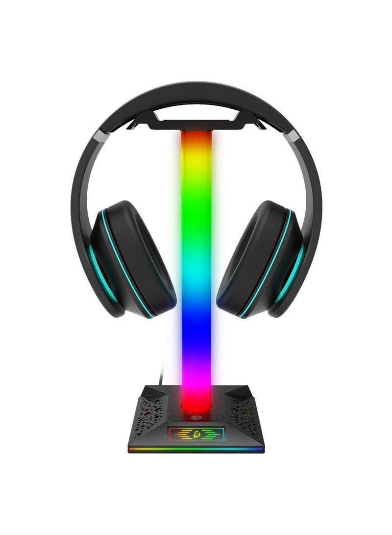 EB05 Gaming Headphone Stand Holder RGB Luminous with Dual USB2.0 Port Support Charging and Data Transmission Touch Control