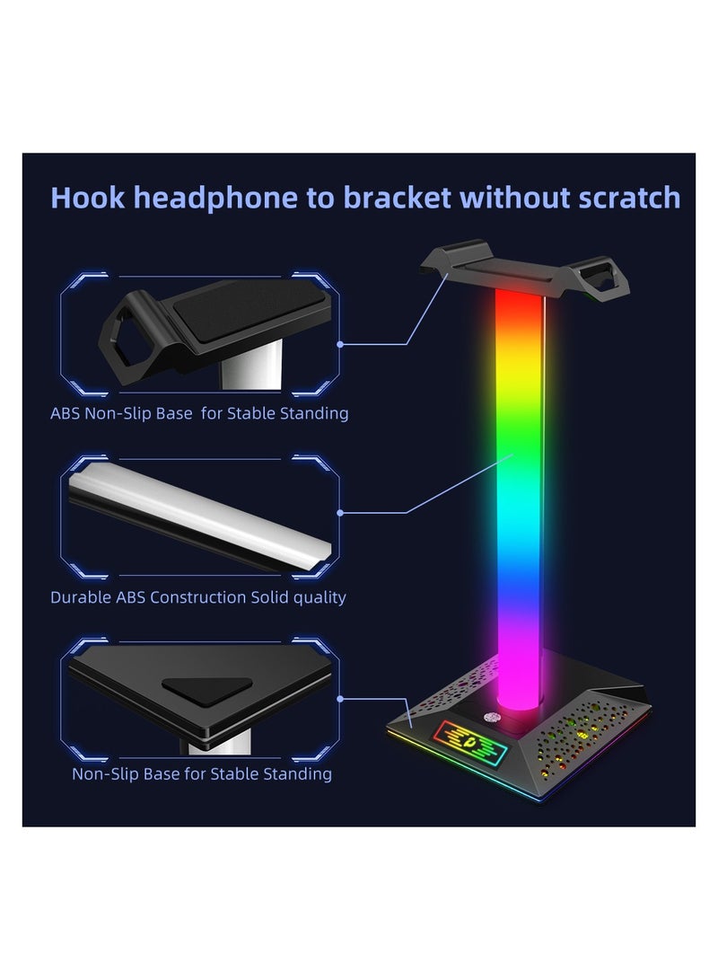 EB05 Gaming Headphone Stand Holder RGB Luminous with Dual USB2.0 Port Support Charging and Data Transmission Touch Control