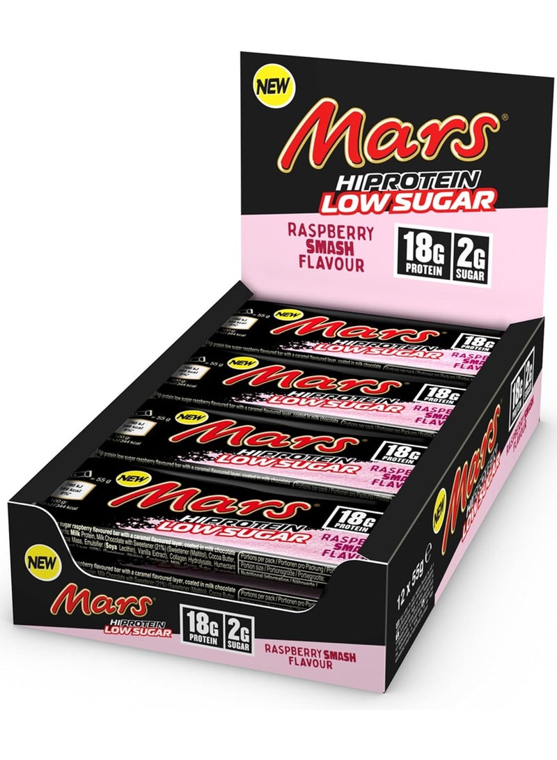 Mars Hi Protein Raspberry Smash Flavor 55g Pack of 12
