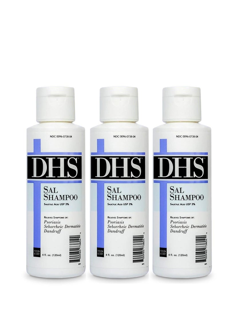 DHS SAL Shampoo - Maximum Strength Shampoo for Psoriasis, Eczema, and Dandruff/Medicated Anti-Dandruff Shampoo Reduces Oil, Treats Itchy Scalp with Salicylic Acid/PBA-free, Fragrance-free / 4oz