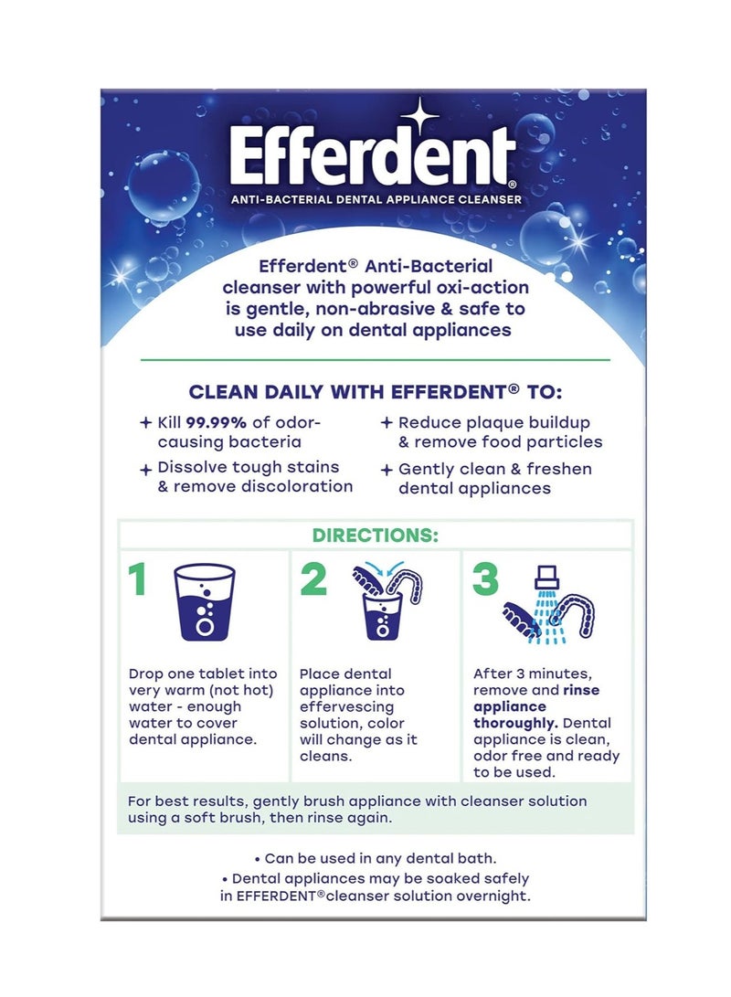 Efferdent Retainer Cleaning Tablets, Denture Cleaning Tablets for Dental Appliances, Minty Fresh & Clean, 126 Count