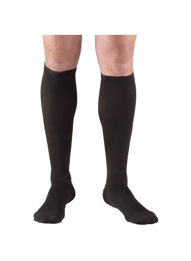 Compression Socks, 15-20 mmHg, Men's Dress Socks, Knee High Over Calf Length, Black, Large