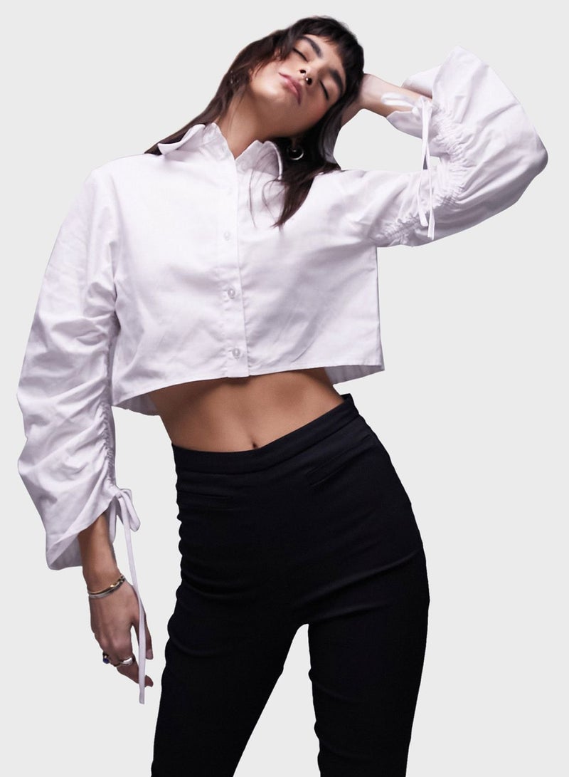 Ruched Button Down Shirt