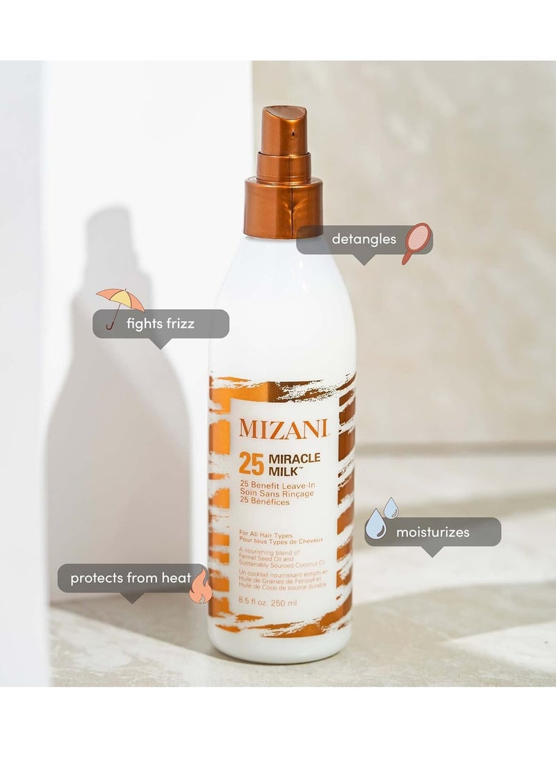 MIZANI 25 Benefit Miracle Milk Leave in Conditioner | Heat Protectant and Detangler Spray | Formulated with Coconut Oil | For Frizzy & Curly Hair