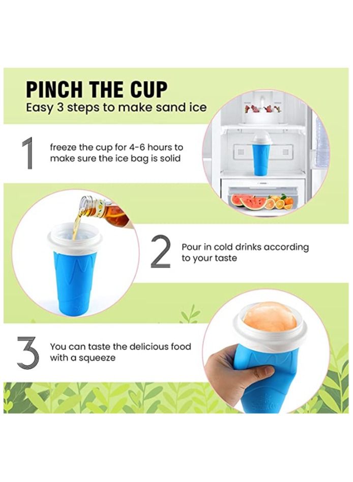 MYK Slushy Maker Cup Double Layers Silica Cup, Smoothie Pinch Ice Cup, Frozen Magic Squeeze Cup, Cooling Maker Cup, Freeze Mug Tools, Portable Squeeze Icy Cup