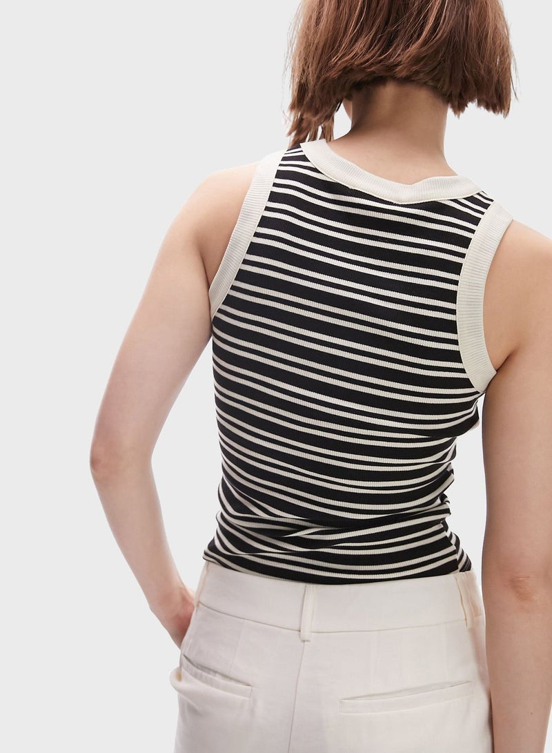 Striped Knitted Crop Tank Top