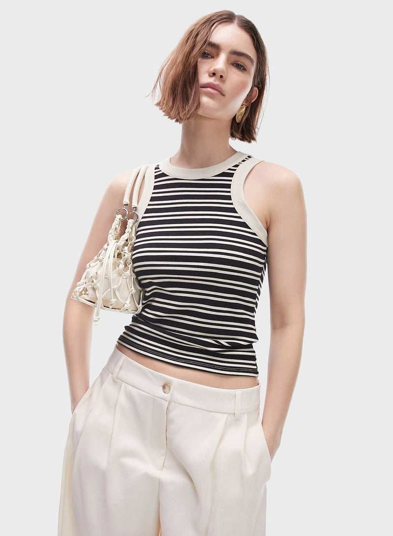 Striped Knitted Crop Tank Top
