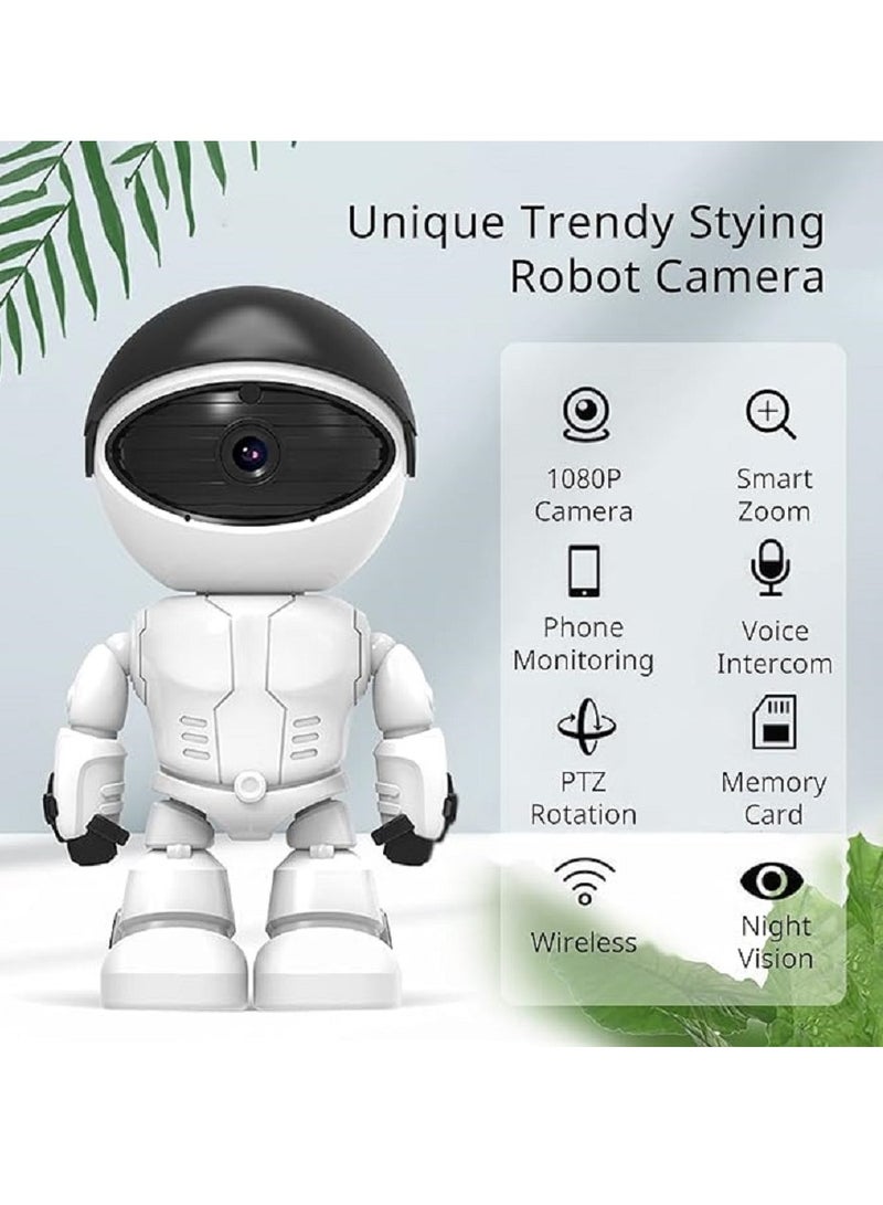 1080P Security Wireless Camera, Robot IP Camera WiFi Surveillance Camera Baby for Baby/Pet Support 360˚ View, Night Vision, 2-Way, Motion Tracking, Yoosee App Remote Access, White
