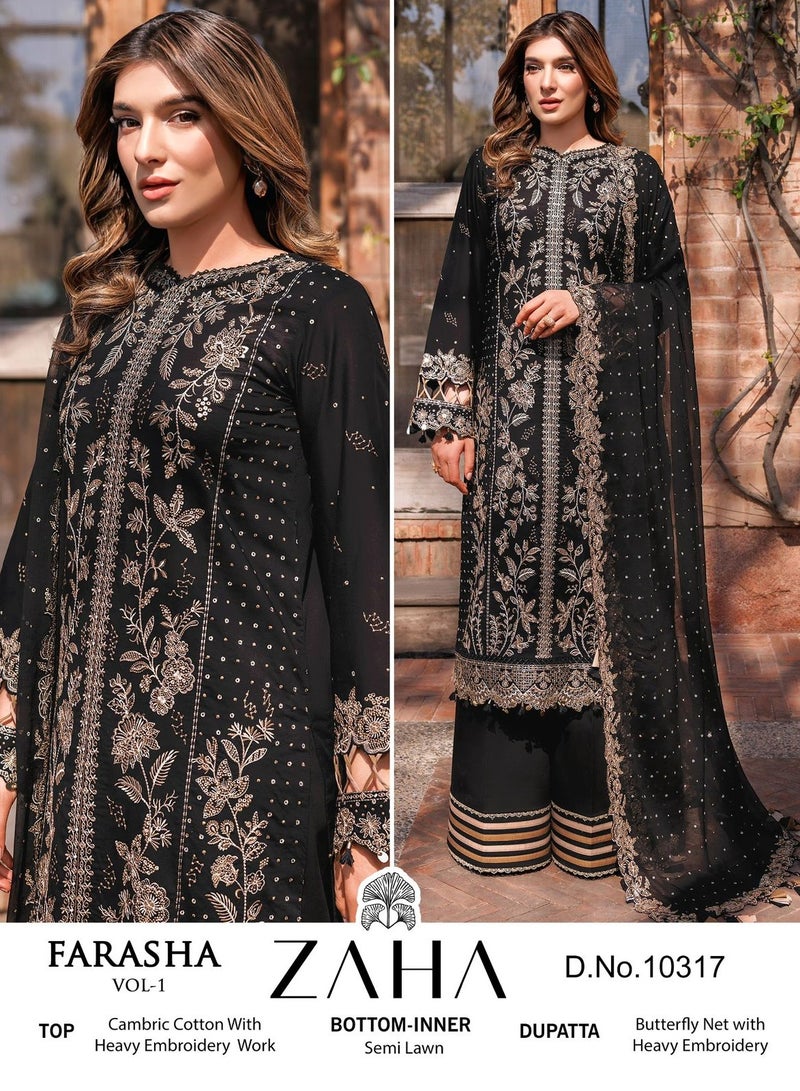 Women's Stylish Semi Stitched Black Pakistani Salwar Suit with Dupatta
