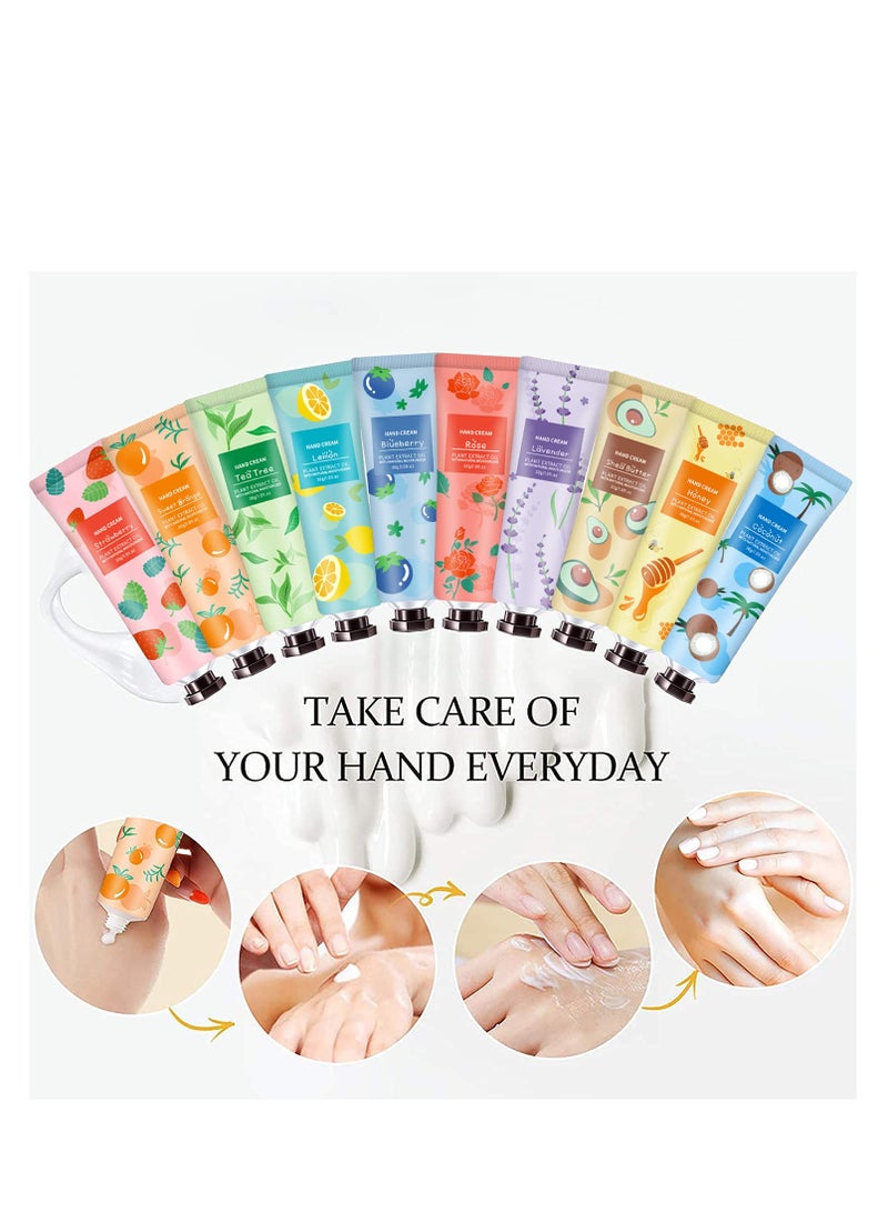 10 Pack Hand Cream for Dry Cracked Hands, Mothers Day Gifts for Mom, Gifts for Women,Nurses Week Gifts,Teacher Appreciation Gifts, Natural Plant Fragrance Mini Hand Lotion Moisturizing Hand Care Cream