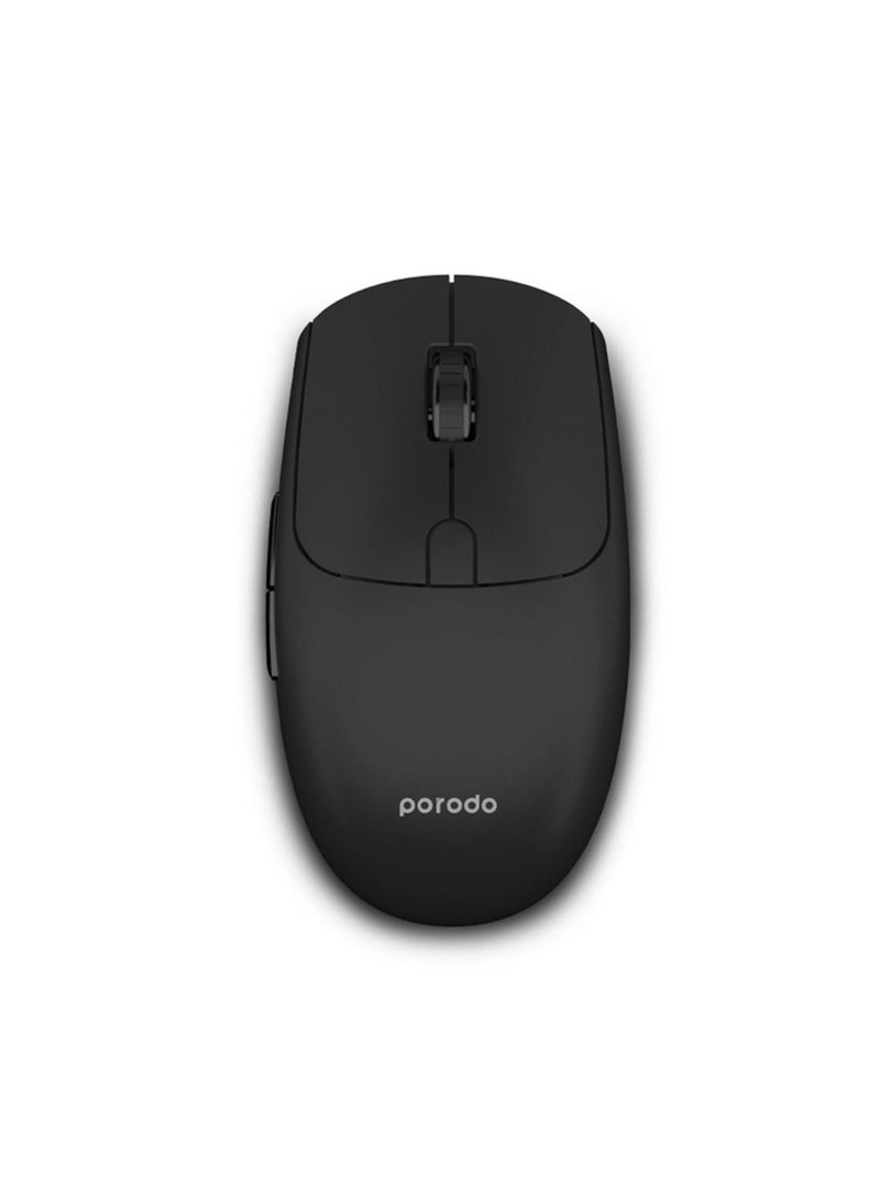 Porodo 6D 2 in 1 2.4G Wireless Office Mouse(Bluetooth 5.1,500mAh 3.7V)_Black
