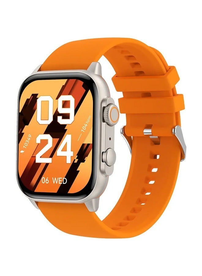 HK95 Biggest Display Smart Watch with Bt Calling Wireless Charge Fitness Health Tracking Sports Tracking Camera & Music Control Smartwatch 1.96 Inch Display SmartWatch Orange