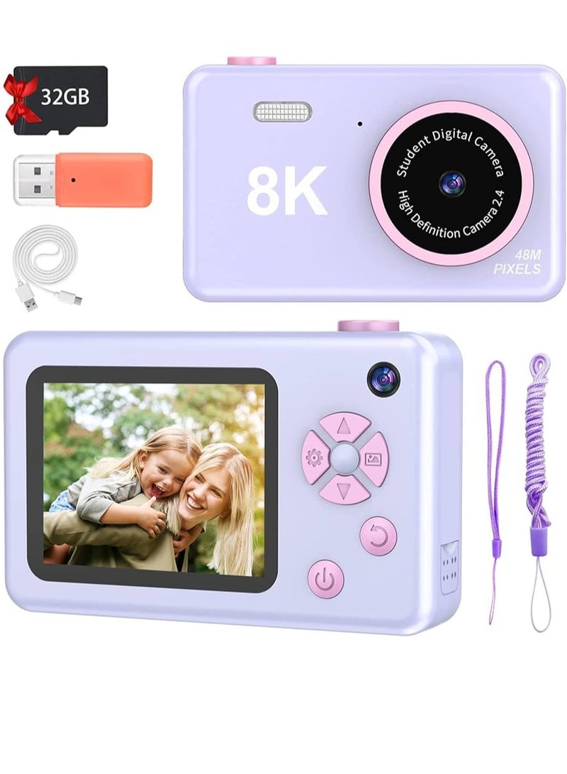 8K Rechargeable Mini Camera for Students Digital Camera for Kids Girls Boys