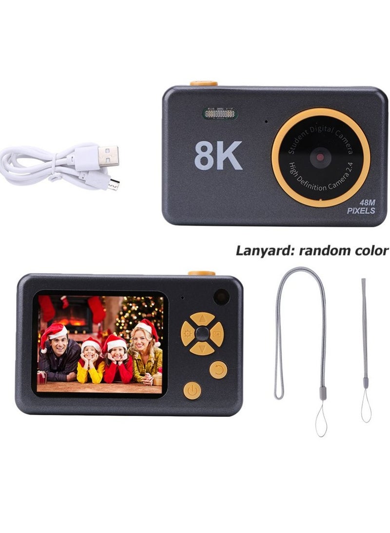 8K Rechargeable Mini Camera for Students Digital Camera for Kids Girls Boys Black