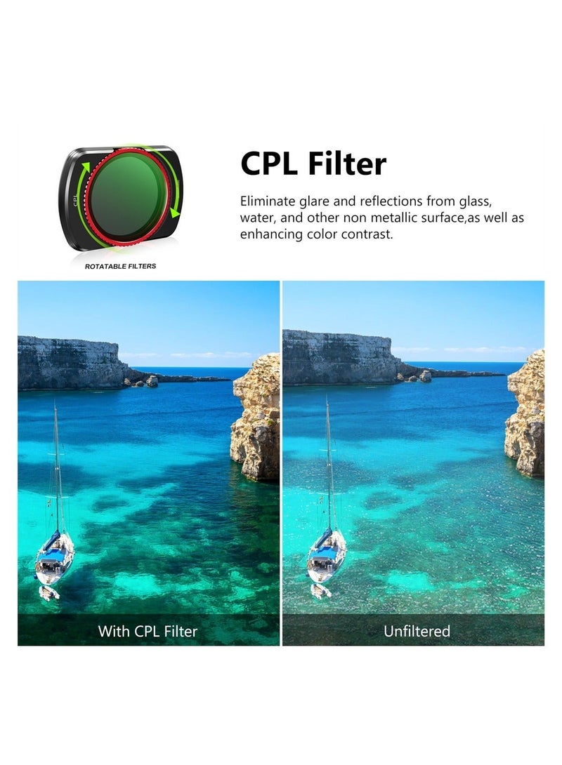 ND Filters Set for DJI Osmo Pocket 3 Creator Combo Accessories 6 Pack CPL,ND 8,ND 16,ND 32,ND 64,ND256 Magnetic Aluminum Version