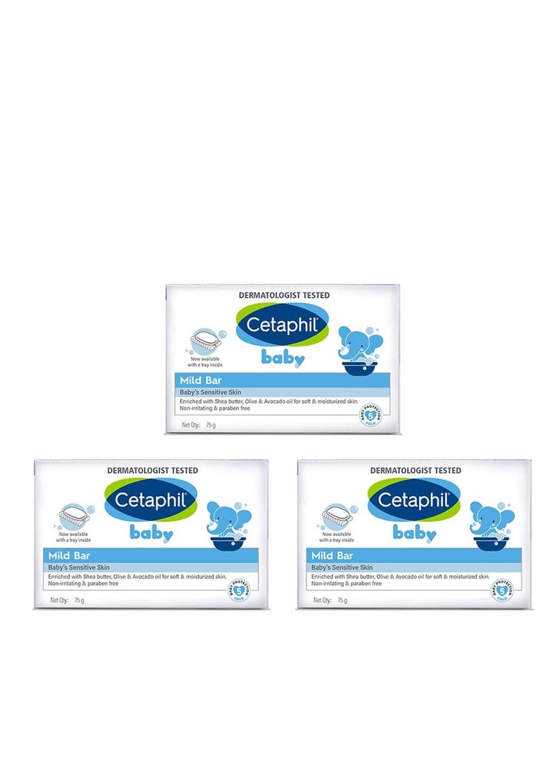 Cetaphil baby mild bar for face and body pack of 3