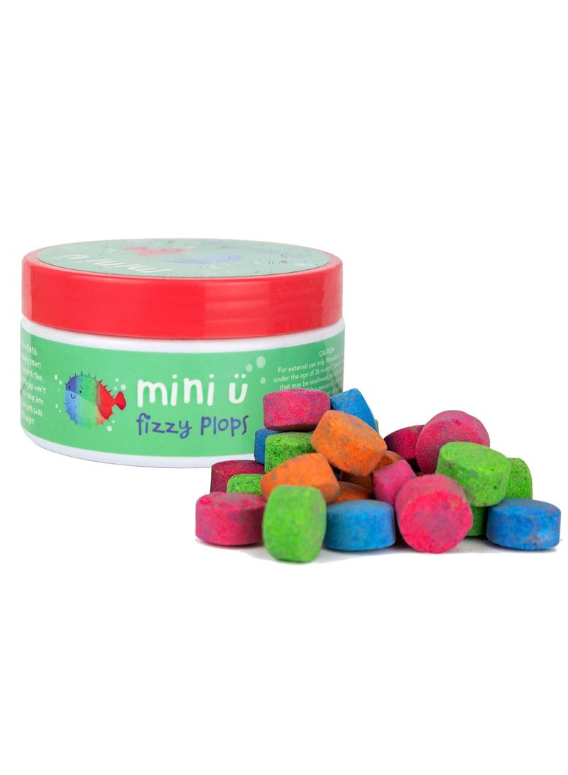 Bath Fizzy Plops for Kids - 40 x Mixed Colour Tablets, Vegan, Non-Toxic - Gentle on Skin, Mess-Free & Stress Free