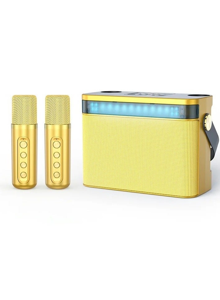 YS 224 Portable Wireless Bluetooth Karaoke Speaker Stereo Bass With Dual Microphones