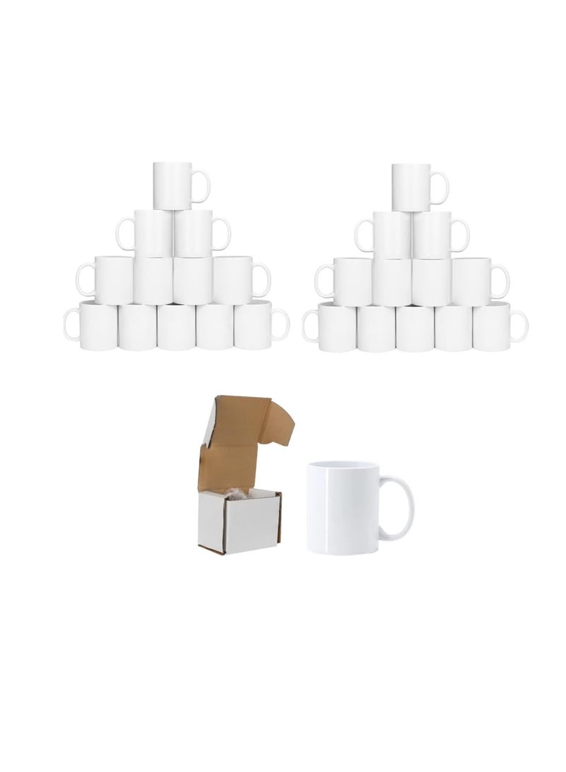 AKDC  Mugs 11oz Blank Plain White Large Handle Coffee Mug with Smash Proof Boxes (Pack of 24)