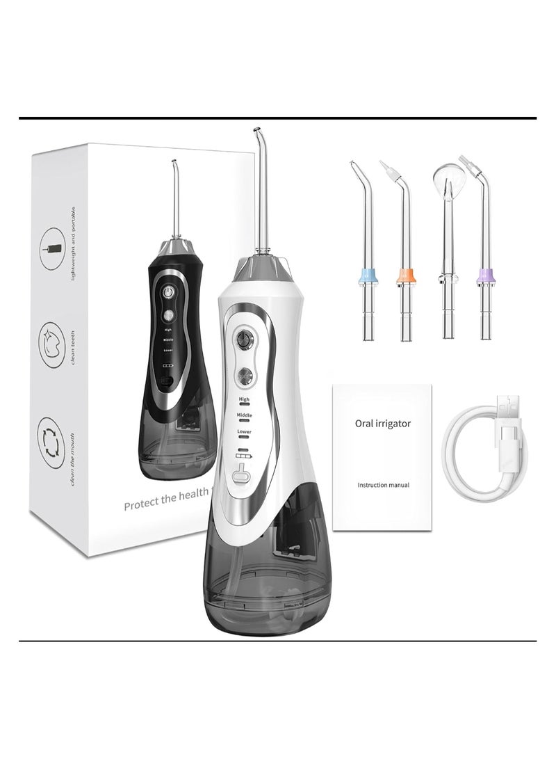 Water Flossers Professional for Teeth Cordless Portable Dental Oral Irrigator Rechargeable IPX7 Waterproof for Teeth Cleaning - 6 Nozzle Tips and 4 Water Pressure Modes