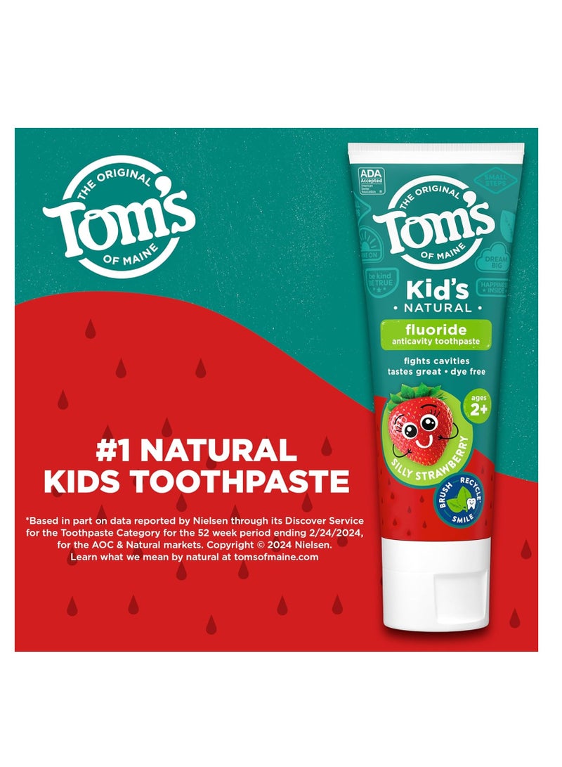 Tom's of Maine ADA Approved Fluoride Children's Toothpaste, Natural Toothpaste, Dye Free, No Artificial Preservatives, Silly Strawberry, 5.1 oz. 3-Pack (Packaging May Vary)