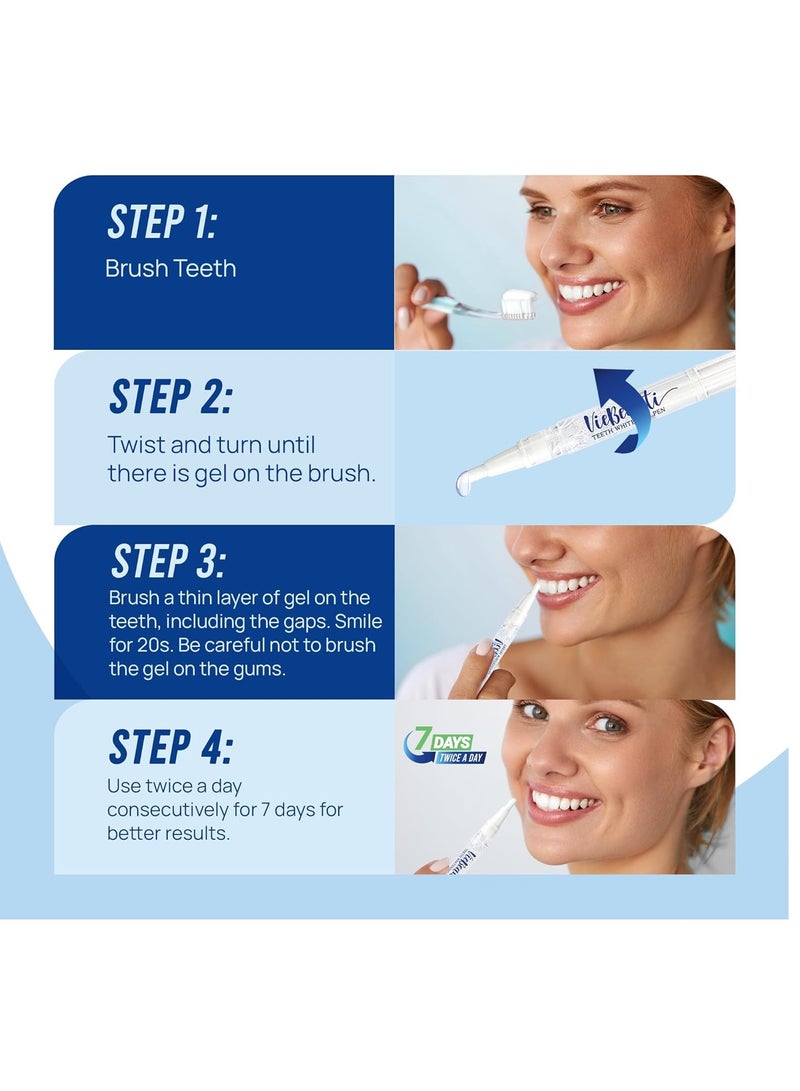 VieBeauti Teeth Whitening Pen (3 Pcs), 30+ Uses, Effective, Painless, No Sensitivity, Travel-Friendly, Easy to Use, Beautiful White Smile, Mint Flavor