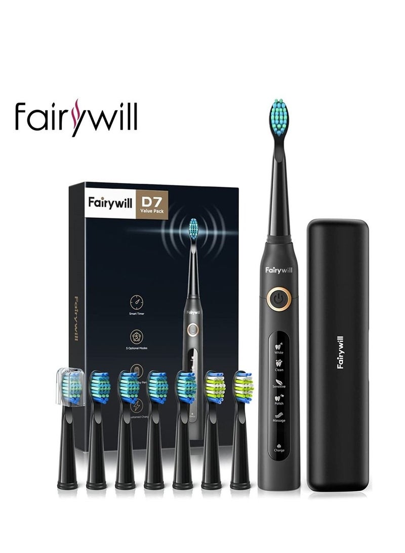 Rechargeable electric powerful toothbrush, 8 brush heads, multi-color, can last for more than one year