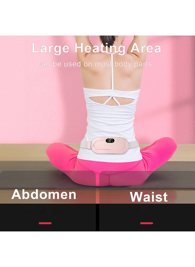 Portable Cordless Heating Pad Electric Waist Belt Device Fast Heating 3 Temperature Modes 4 Vibration Massage Speeds Pink